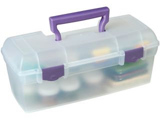 ArtBin Essentials Lift Out Box With Handle 5.625"X6"X13" Clear/Purple Handle