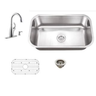 Schon All in One Undermount Stainless Steel 28 in. 0 Hole Single Bowl Kitchen Sink with Faucet SC1465710NSS