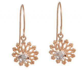 Diamonique Flower Design Earrings 14K Gold —