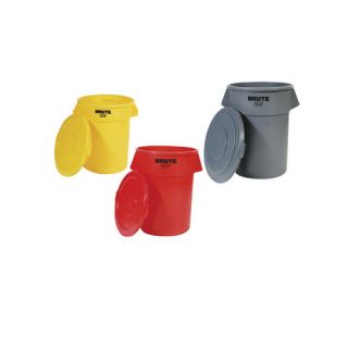 Round Brute Flat Top Lid in Yellow by Rubbermaid Commercial Products