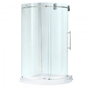 VIGO Industries VG6031CHCL40WR Shower Enclosure, 40 x 40 Frameless Round 5/16" Right Sided Door w/White Base   Clear/Chrome