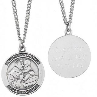 Sterling Silver Engraved St. Anthony Medal Pendant   6197847