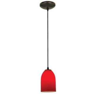 Access Lighting Bordeaux 1 Light Oil Rubbed Bronze Metal Pendant with Red Glass Shade 28018 1C ORB/RED