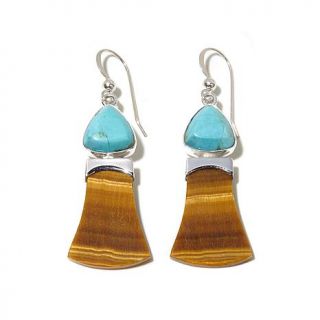 Jay King Tiger Eye and Turquoise Sterling Silver Drop Earrings   7888472