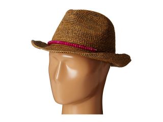 hat attack raffia crochet classic fedora tobacco pink natural stones