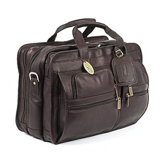 Claire Chase X Wide Executive Leather Laptop Briefcase; Caf