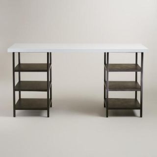 White Lacquer and Metal Shelf Colton Mix & Match Desk