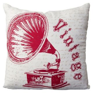 Vintage Phonograph Toss Pillow   22 x 22