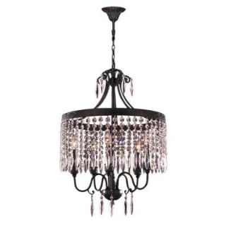 Worldwide Lighting Enfield 5 Light Flemish Brass and Clear Crystal Chandelier W83358F20 CL