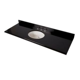 St. Paul 61 in. x 22 in. Colorpoint Vanity Top in Black with White Bowl CPO6122COM BL