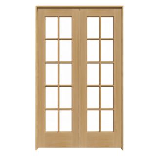 ReliaBilt Prehung Solid Core 10 Lite Pine French Interior Door (Common: 48 in x 80 in; Actual: 49.75 in x 81.5 in)