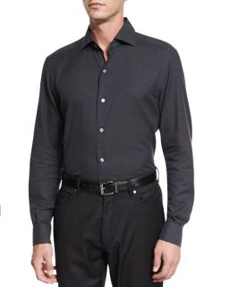 Ermenegildo Zegna Baby Flannel Long Sleeve Sport Shirt, Charcoal