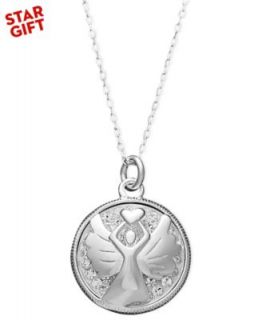 Inspirational Sterling Silver Necklace, Crystal Watch Over Me Angel