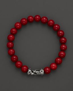 Scott Kay Men's Bamboo Coral Bead Bracelet with Riveted Sterling Silver Clasp