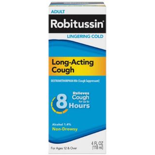 Robitussin Lingering Cold Long Acting Cough 8 Hour Non Drowsy Cough Suppressant Liquid 4 fl oz