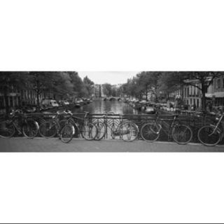 Bicycle Leaning Against A Metal Railing On A Bridge, Amsterdam, Netherlands Poster Print by Panoramic Images (36 x 12)