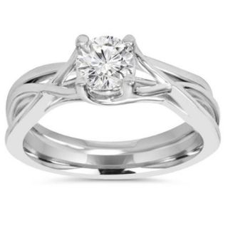 1/2ct Intertwined Diamond Engagement Ring Set 14K White Gold