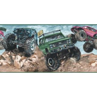 The Wallpaper Company 10.25 in. x 15 ft. Jewel Tone Monster Truck Border WC1285358