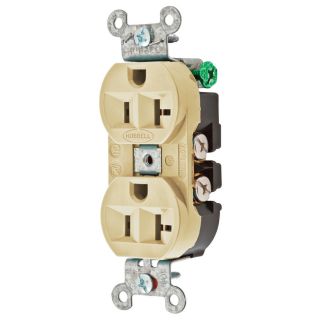 Hubbell 20 Amp 125 Volt Ivory Indoor Duplex Wall Outlet