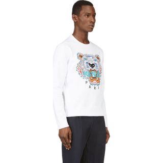 Kenzo White Embroidered Tiger Sweater