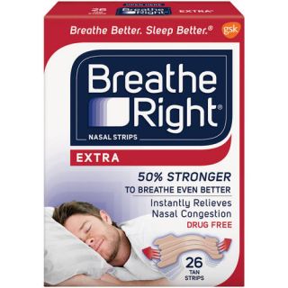 Breathe Right Extra Nasal Strips, Tan Color, Drug Free, 26 Strips