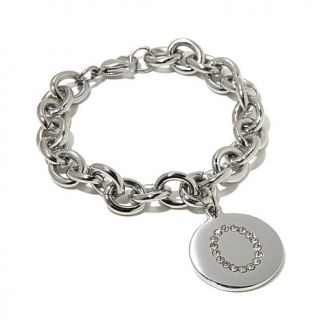 Stately Steel Crystal Initial Charm Bracelet   10067266