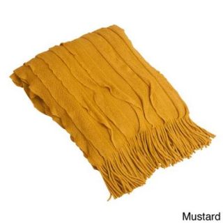 Soft and Cozy Ruffled Design 50 x 60 inch Throw Blanket Mustard