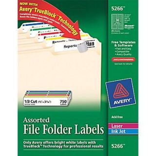 Avery Permanent File Folder Labels with TrueBlock, Assorted Colors, 750/Pack (5266)