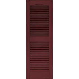 Builders Edge 15 in. x 43 in. Louvered Vinyl Exterior Shutters Pair in #078 Wineberry 010140043078