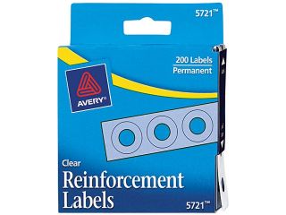 Avery 05721 Hole Reinforcements, 1/4" Diameter, Clear, 200/Pack