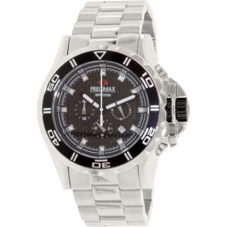 Precimax Mens Carbon Pro PX13235 Silver Stainless Steel Black Dial