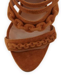 Laurence Dacade Kimy Suede Chain Strappy Sandal, Camel