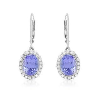Celine F Earrings with 4.9ct TW Diamonds and Tanzanites of 14K White