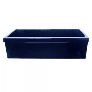 Whitehaus WHQ536 BLUE Kitchen Sink, 36" Quatro Alcove Fireclay Reversible w/Decorative 2 1/2" Lip On One Side & 2" Lip On Other, Single Bowl   Sapphire Blue
