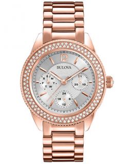 Bulova Womens Rose Gold Tone Stainless Steel Bracelet Watch 38mm
