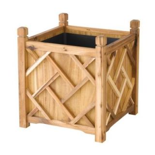 DMC Chippendale 18 in. Square Natural Wood Planter 70209