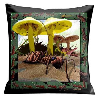 Botanic Fantasy Bugs and Ants Microsuede Pillow by Lama Kasso