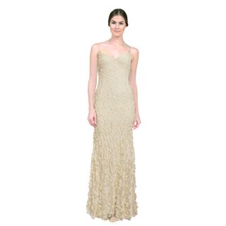 Theia Womens Ivory Petal Embellished Sleeveless Gown  