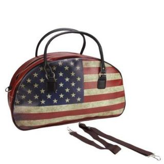 20" Decorative Vintage Style American Flag Travel Bag with Handles and Shoulder Strap