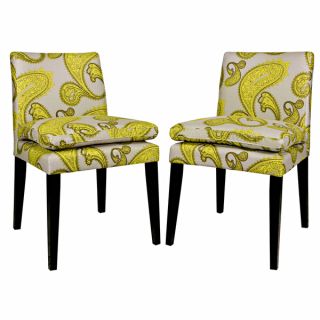 Portfolio Orion Lemongrass Paisley Upholstered Dining Chairs (Set of 2