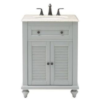 Home Decorators Collection Hamilton 25 in. W Shutter Vanity in Grey with Granite Vanity Top in Grey with White Basin 7402000270
