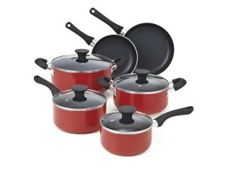 Cook N Home NC 00399 10 Piece Nonstick Cookware Set, Red