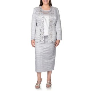 Giovanna Womens Plus Size Textured 3 piece Skirt Suit  