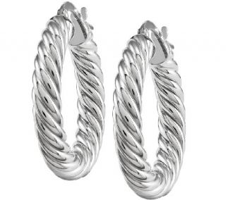 Round Twisted Hoop Earrings, 14K White Gold —