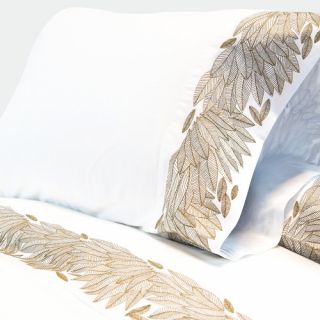 Lorena Gaxiola Cristal Feather Embroidered 400 Thread Count Sheet Set
