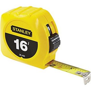 Stanley Polymer Coated Single Side Measuring Tape, 16 ft (L) x 3/4 in (W) Blade, Inch