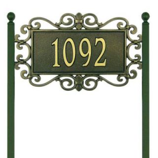 Whitehall Products Mears Fretwork Rectangular Bronze/Gold Standard Lawn One Line Address Plaque 5512OG