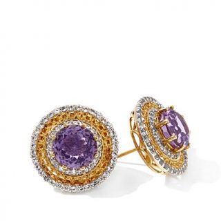 Victoria Wieck 9.12ct African Amethyst and White Topaz Vermeil Round Earrings   7794860