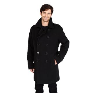 Excelled Mens Faux Wool Double Breasted 3/4 Length Peacoat