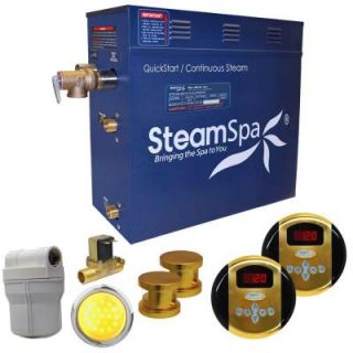 SteamSpa Royal 12kW QuickStart Steam Bath Generator Package with Built In Auto Drain in Polished Gold RY1200GD A